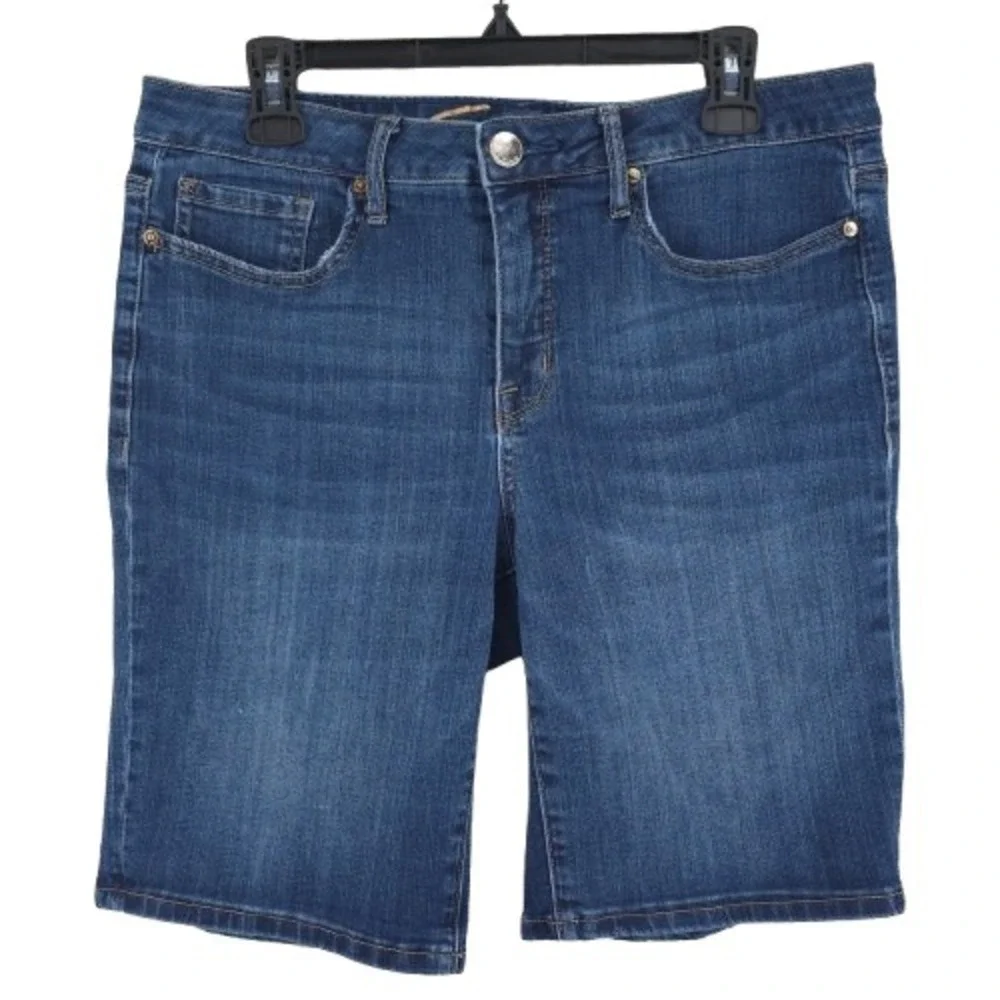 Seven7 Shorts Womens 12 Bermuda Jean Denim Mid Rise 9.5 Inseam Medium‎ Dark Wash